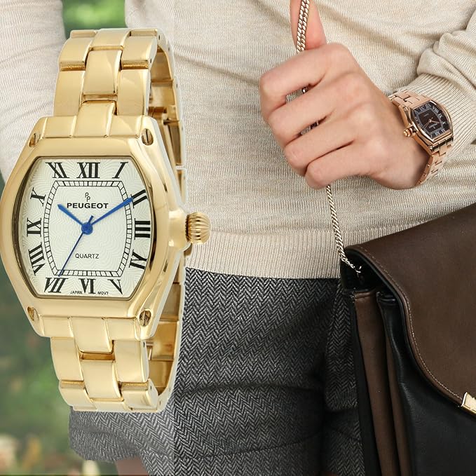 Relógio feminino Peugeot com pulseira e numerais romanos na Amazon