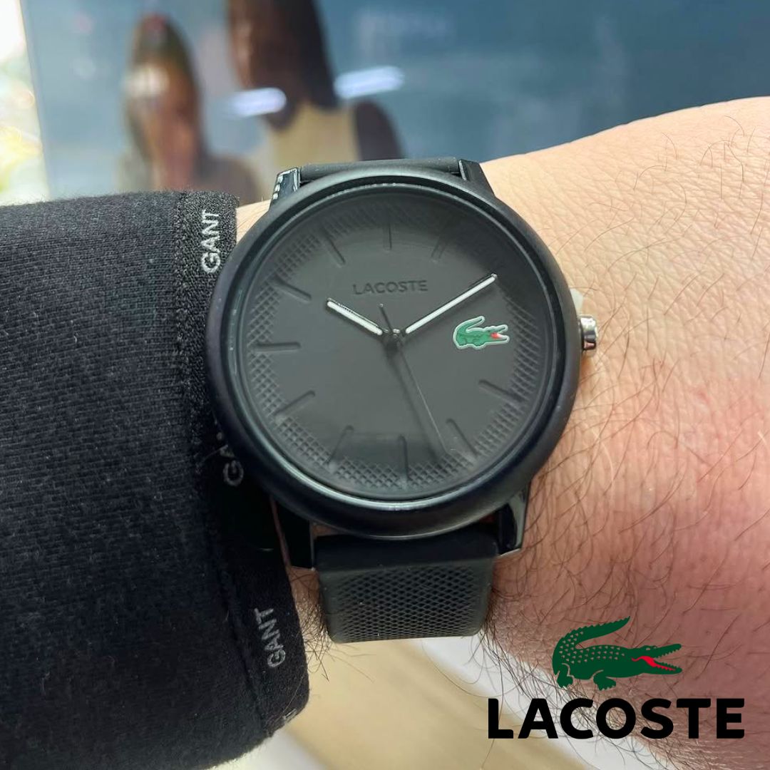 Relógio masculino Lacoste12.12, com pulseira de silicone, preto, modelo 2011171 na Amazon