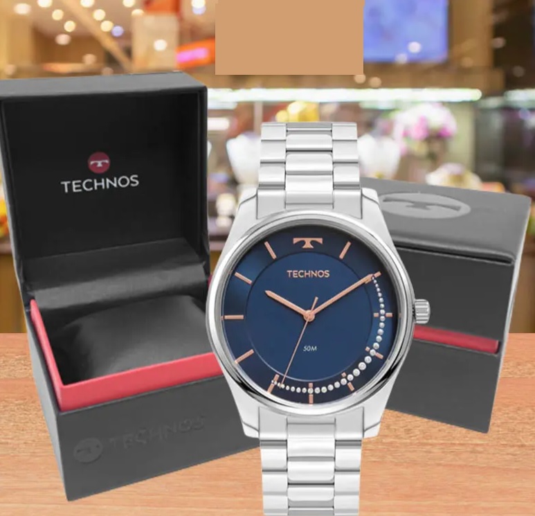 Relógio Technos Feminino Brilho Prata – 2036MPD/1A na Amazon