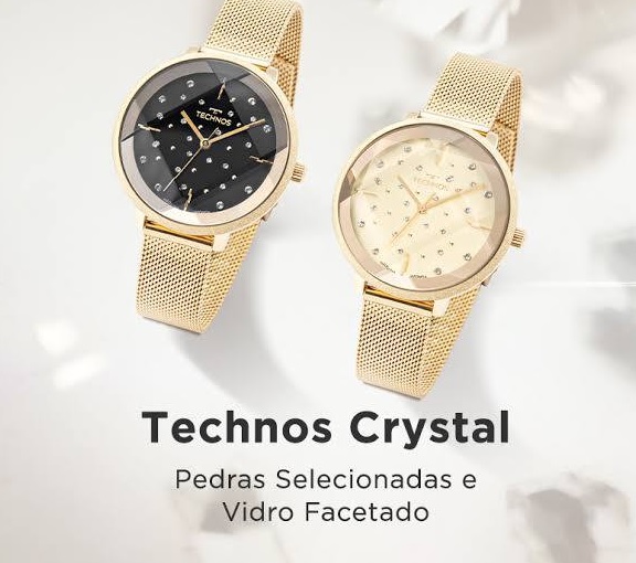Relógio Technos Feminino Crystal Dourado – 2036MPS/1X na Amazon