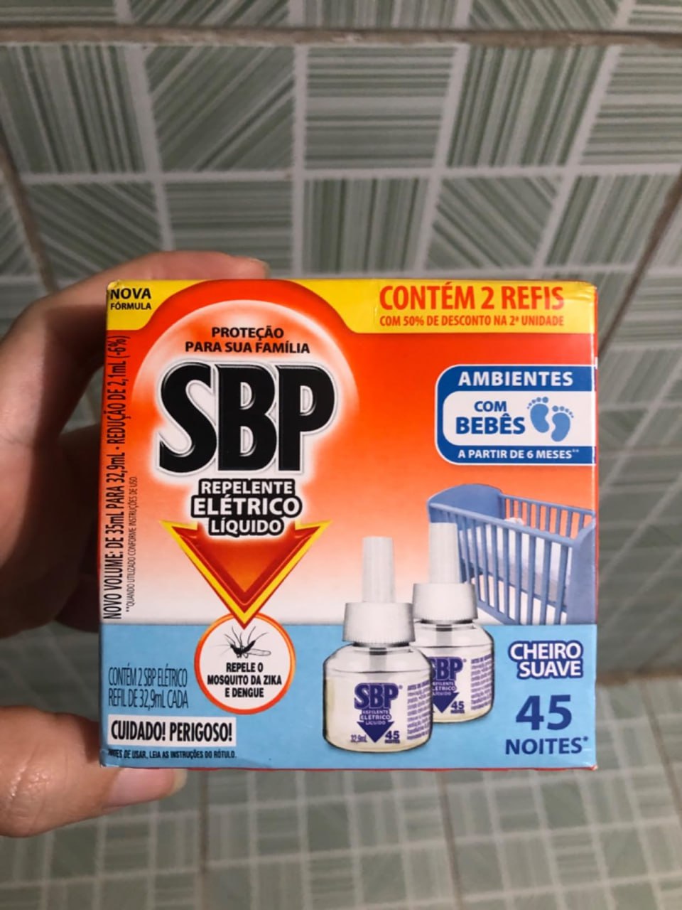 Repelente Elétrico Líquido SBP 45 Noites Cheiro Suave com 2 unidades de 32.9ml na Amazon