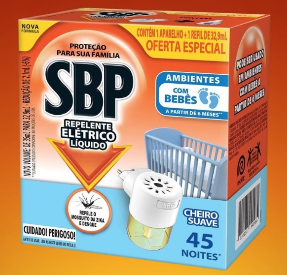 Repelente Elétrico Líquido SBP 45 Noites Cheiro Suave Novo Aparelho + Refil, SBP, Laranja e Azul na Amazon