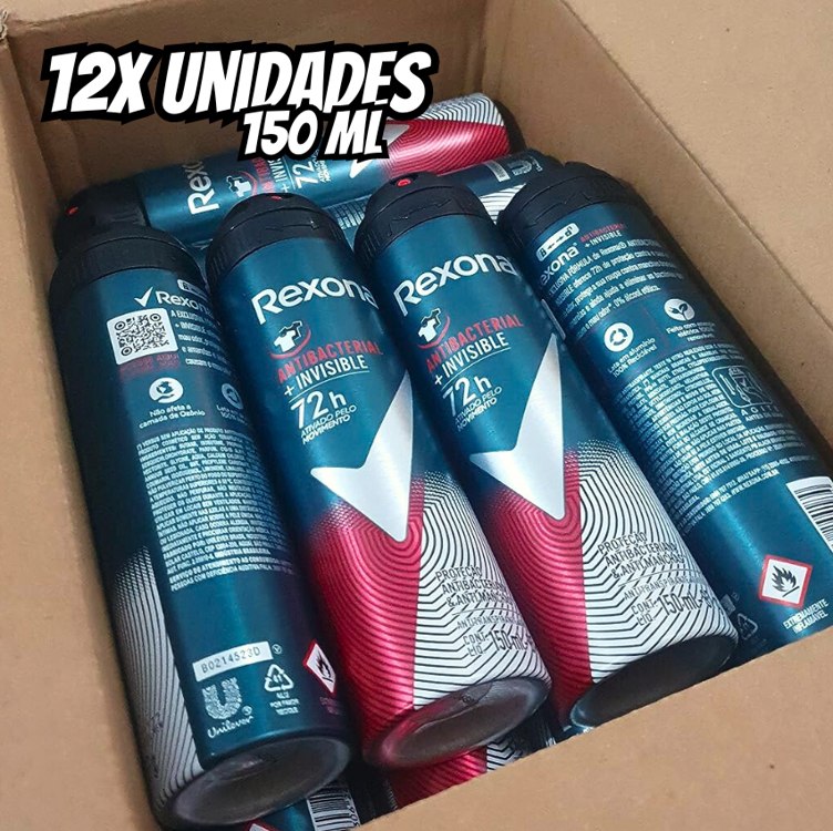 Rexona 12 Unidades Desodorante Antitranspirante Aerosol Antibac + Invisible 150ml na Amazon