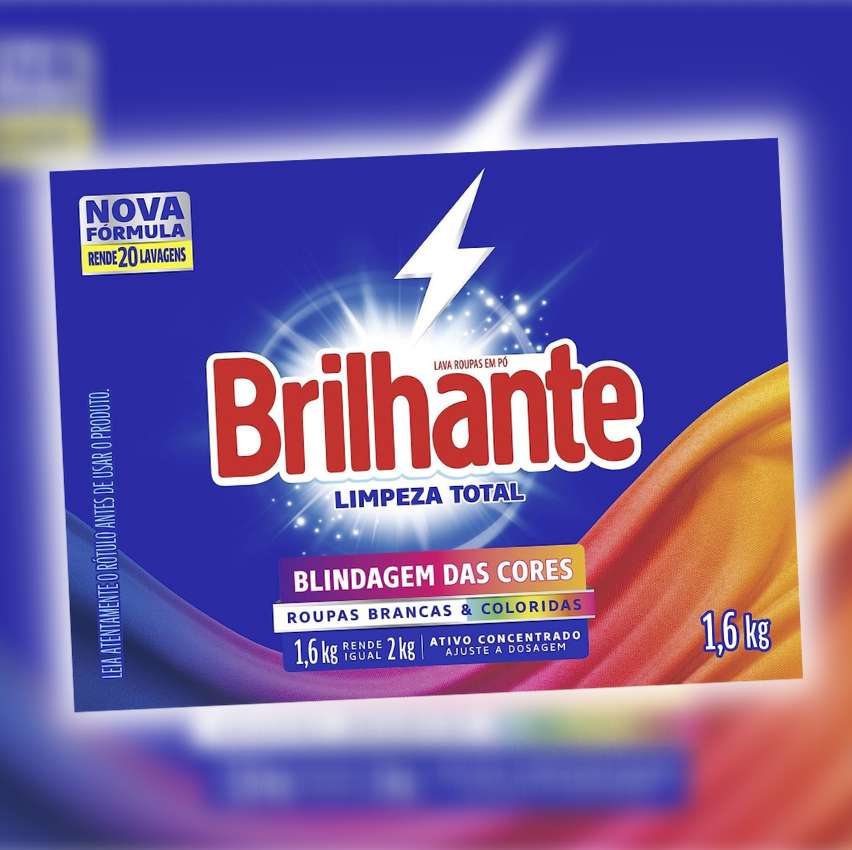 Sabão em Pó Brilhante Limpeza Total 1,6kg na Amazon