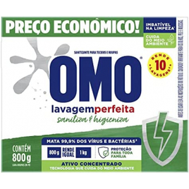Sabão em Pó Omo Lavagem Perfeita Sanitizante - 800g na Amazon