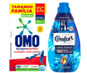 Sabão em Pó Omo Lavagem Perfeita – 2,2kg + Amaciante Comfort Concentrado Cuidado Essencial – 1,5L na Casas Bahia