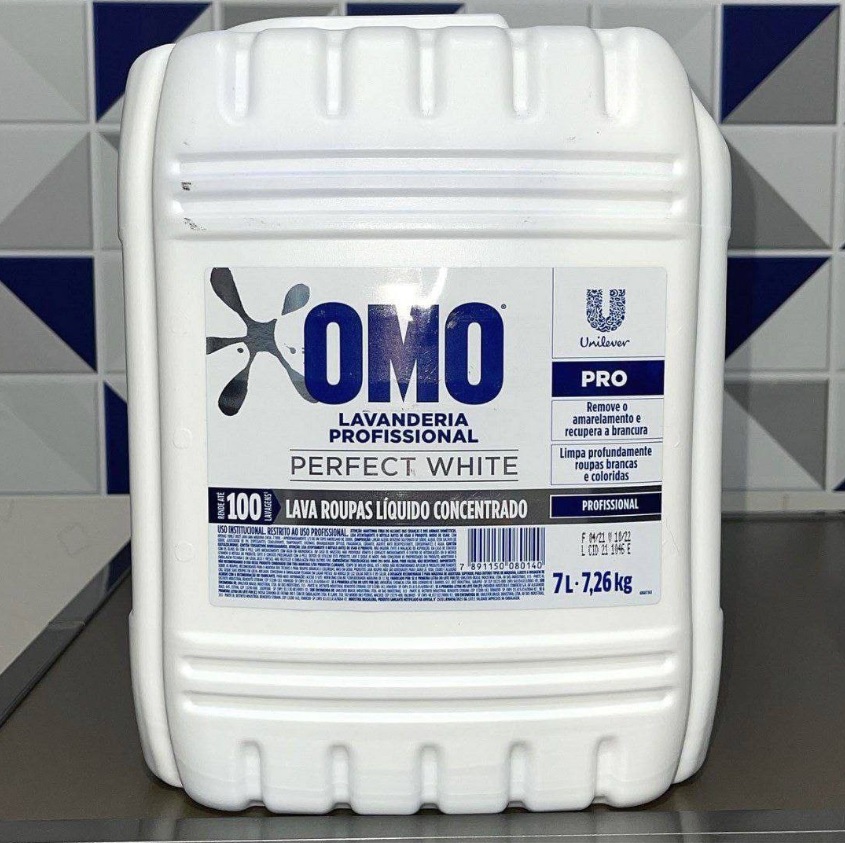 Sabão Líquido Omo Concentrado Lavanderia Profissional Perfect White 7L na Casas Bahia