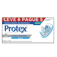 Sabonete Em Barra Protex Limpeza Profunda 85g 6 Unidades na Pague Menos