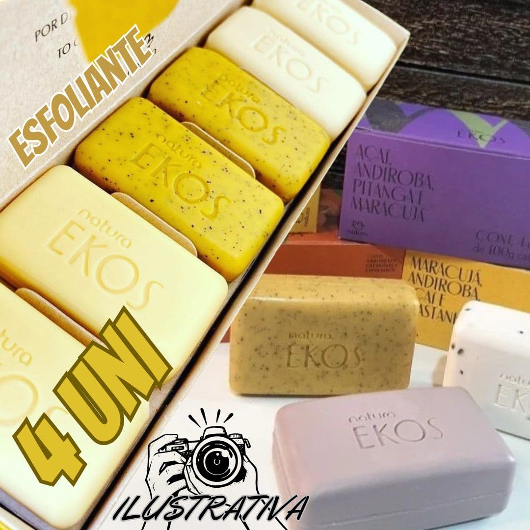 Sabonete em Barra Puro Vegetal Cremoso e Esfoliante Ekos Maracujá – 4 un. de 100 g na Natura