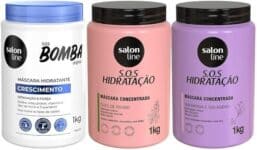 Salon Line, Cronograma Capilar, SOS Bomba Original + SOS Hidratação, Somente Hidratação Turbinada é Vegano – Para Todos os Tipos de Cabelos, 1 kg na Amazon