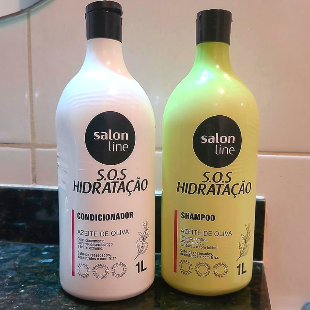 Salon Line, Kit Shampoo e Condicionador, SOS Hidratação, Azeite de Oliva, Vegano – Cabelos Ondulados, Cacheados e Crespos, 1 L cada na Amazon