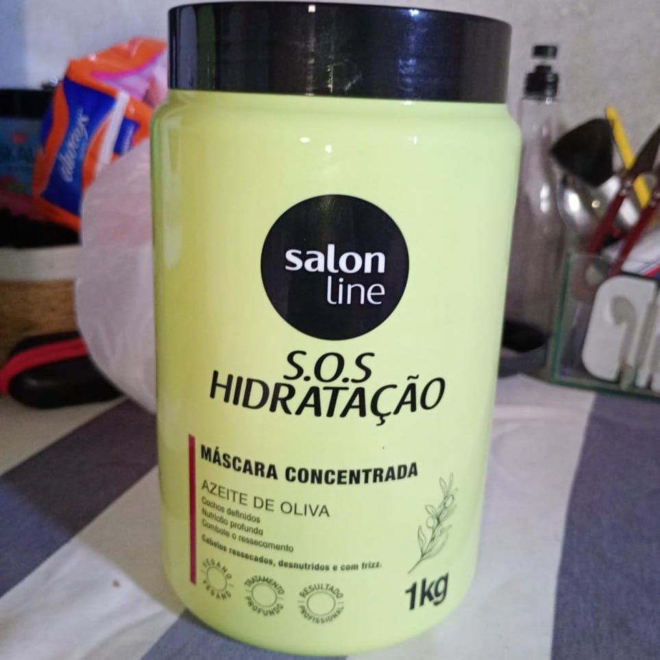 Salon Line, Máscara Capilar, SOS Hidratação, Azeite de Oliva, Vegana – Cabelos Cacheados e Crespos, 1 Kg na Amazon