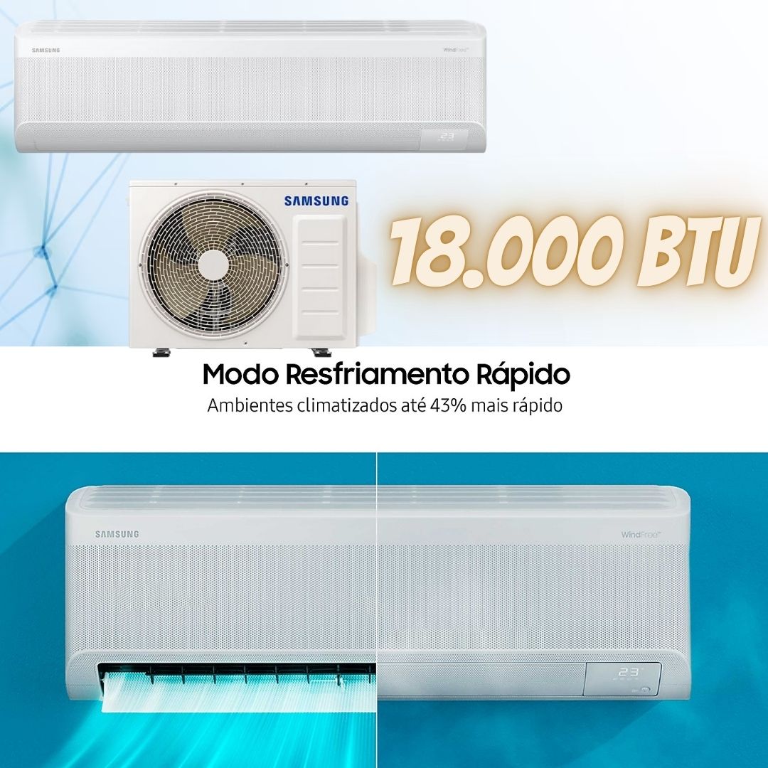 Samsung Ar-condicionado Split Inverter WindFree Connect AI 18.000 BTUs Frio Sem Vento AR18DYFAAWKNAZ 220V na Amazon