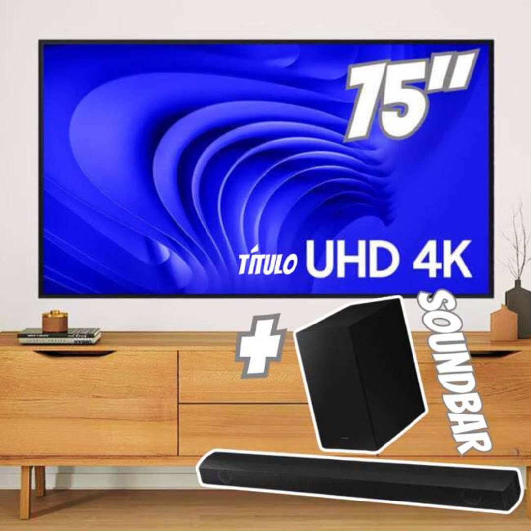 Samsung Combo Smart Big TV 75″ Crystal UHD 4K 75DU8000 2024 + Soundbar HW-B550/ZD na Amazon