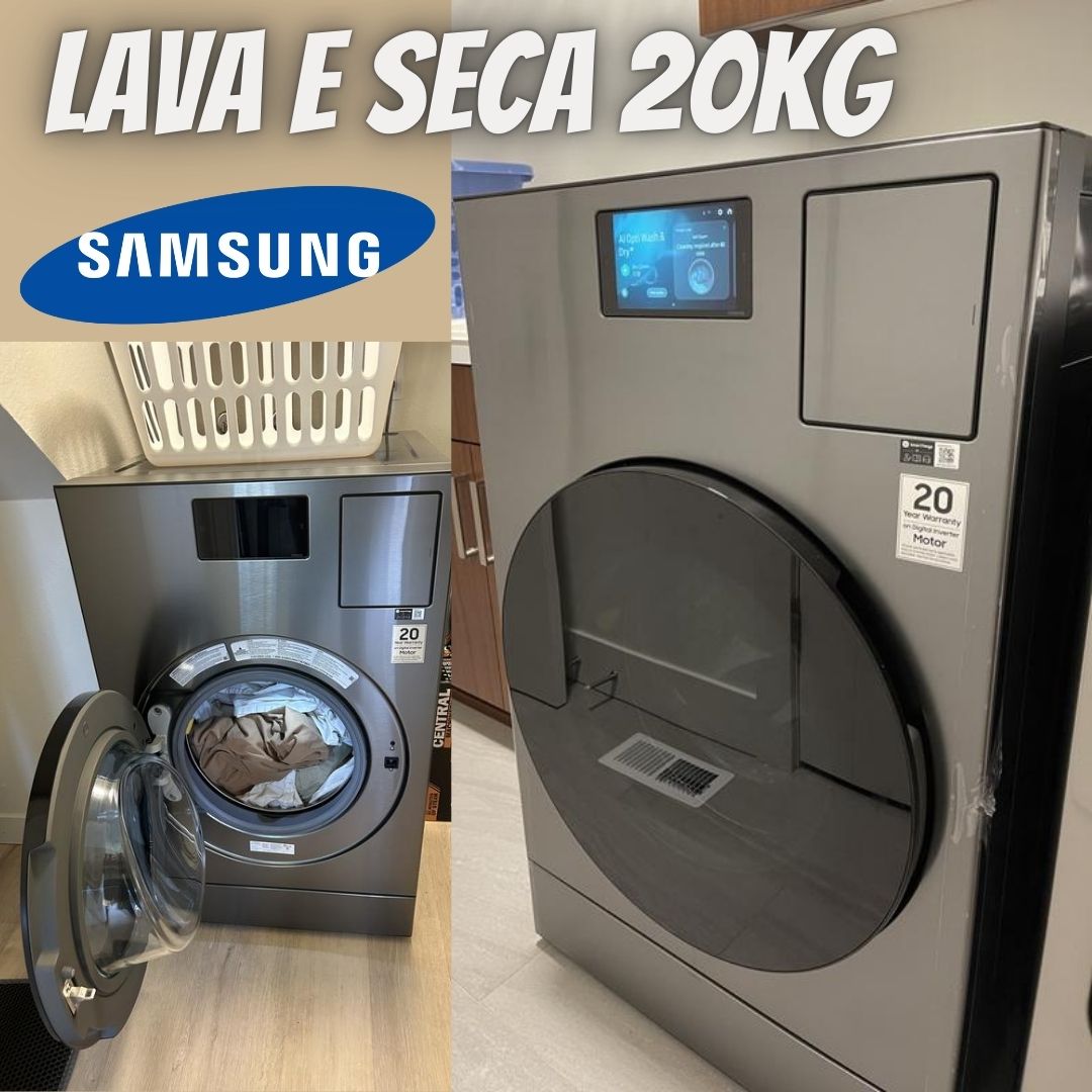 Samsung Lava e Seca Bespoke AI Laundry Heat Pump WD20D Inox 20kg – 127V na Amazon