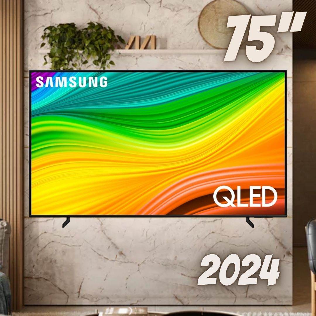 Samsung Smart Big TV 75″ QLED 4K 75Q60D 2024, Tecnologia de Pontos Quânticos, Design AirSlim na Amazon