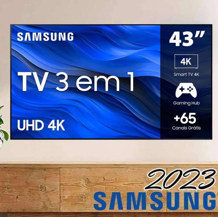 Samsung Smart TV 43″ UHD 4K 43CU7700 2023, Processador Crystal 4K, Gaming Hub, Visual Livre de Cabos na Fastshop