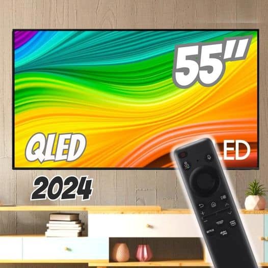Samsung Smart TV 55" QLED 4K 55Q60D - Tecnologia de Pontos Quânticos, Design AirSlim na Amazon