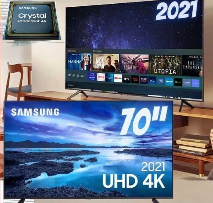 Samsung Smart TV 70" UHD 4K 70AU7700, Processador Crystal 4K, Tela sem limites, Visual Livre de Cabos, Alexa built in, Controle Único na Carrefour