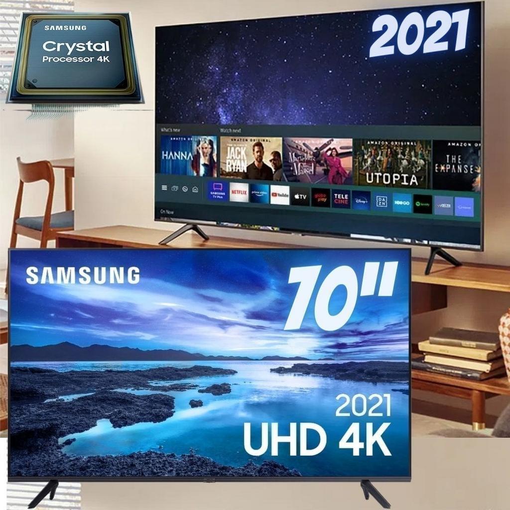 Samsung Smart TV 70″ UHD 4K 70AU7700, Processador Crystal 4K, Tela sem limites, Visual Livre de Cabos, Alexa built in, Controle Único na Carrefour