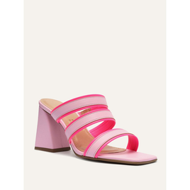 Sandália My Shoes Mule Bloco Viés Colorido Rosa Neon na ZZ Mall