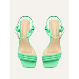 Sandália My Shoes Salto Bloco Tira Tripla na ZZ Mall