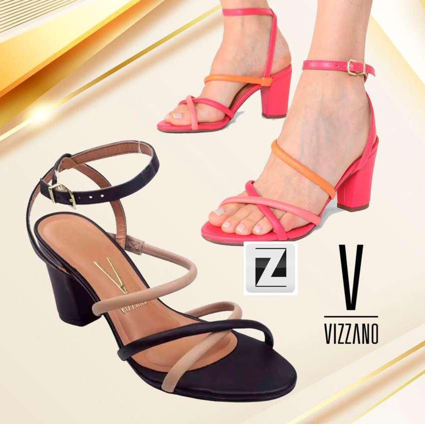 Sandália Vizzano Salto Bloco Tiras Feminina na Netshoes