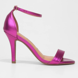 Sandália Vizzano Salto Fino Alto Metalizada Feminina - Rosa na Zattini