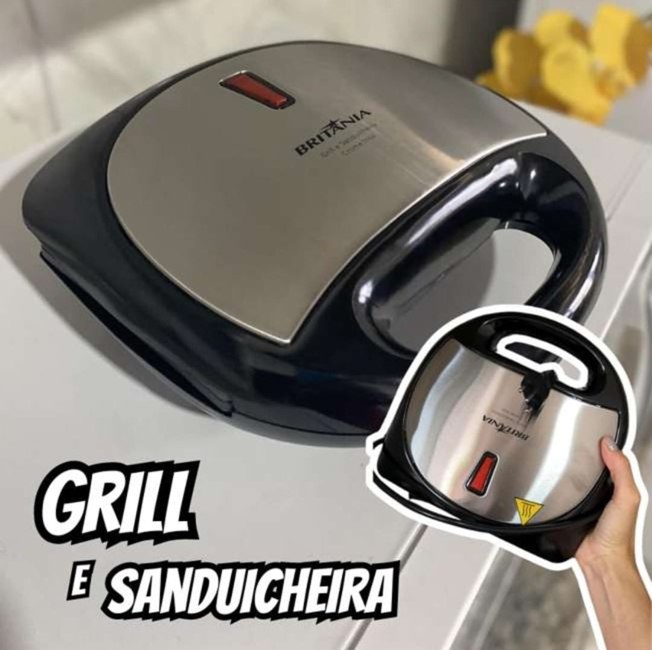 Sanduicheira e grill, Crome inox, Preto, Britânia na Amazon