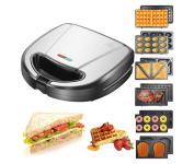 Sanduicheira Grill 6 EM 1 para Waffle, Panquequeira, Crepeira, Maquina de Bolo, Pão, Donuts na Amazon