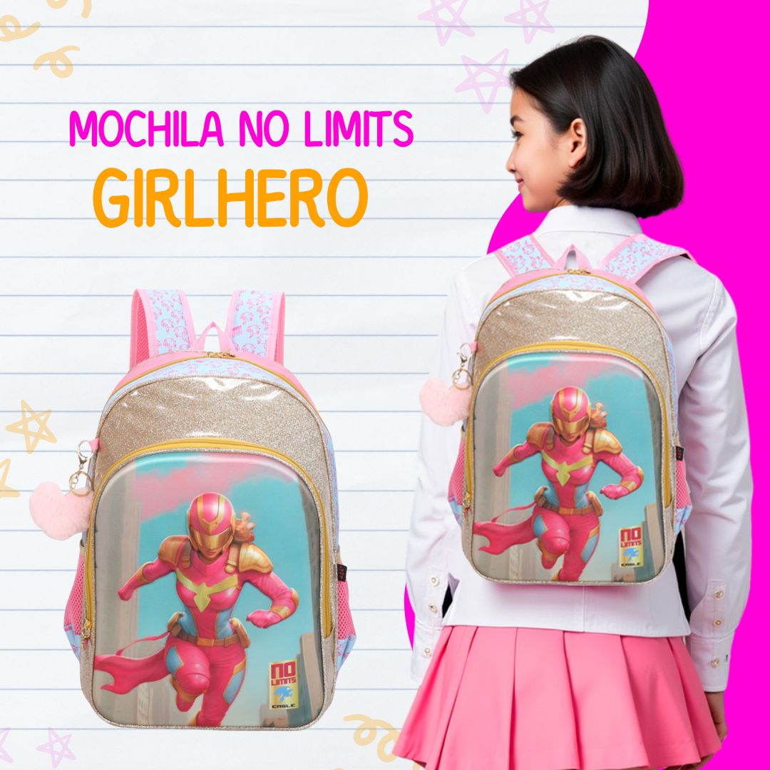 SANTINO, Mochila Infantil No Limits GirlHero by Santino Poliéster PINK NLM12U47 na Amazon