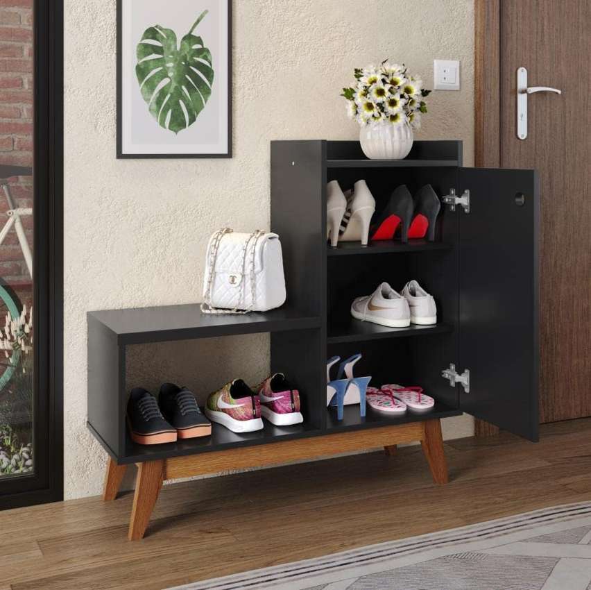 Sapateira Retrô Com Assento e Porta Shoes – RPM Móveis (Preto) na Amazon