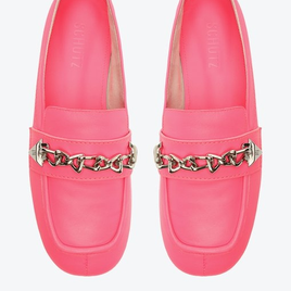 Sapato Mocassim Rosa Schutz Couro Corrente na ZZ Mall