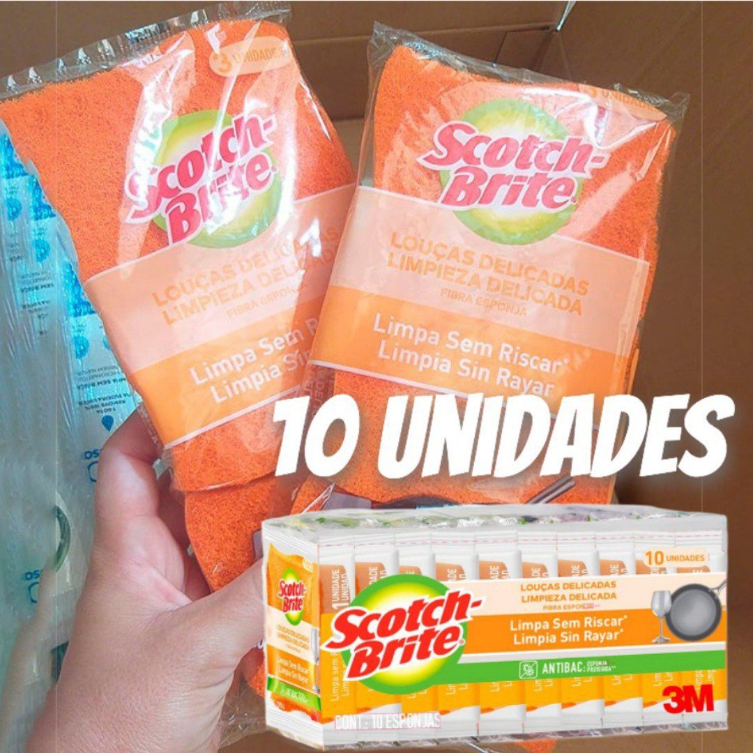 Scotch-Brite, 3M, Esponja para Louças Delicadas, 10 Unidades – Laranja na Amazon
