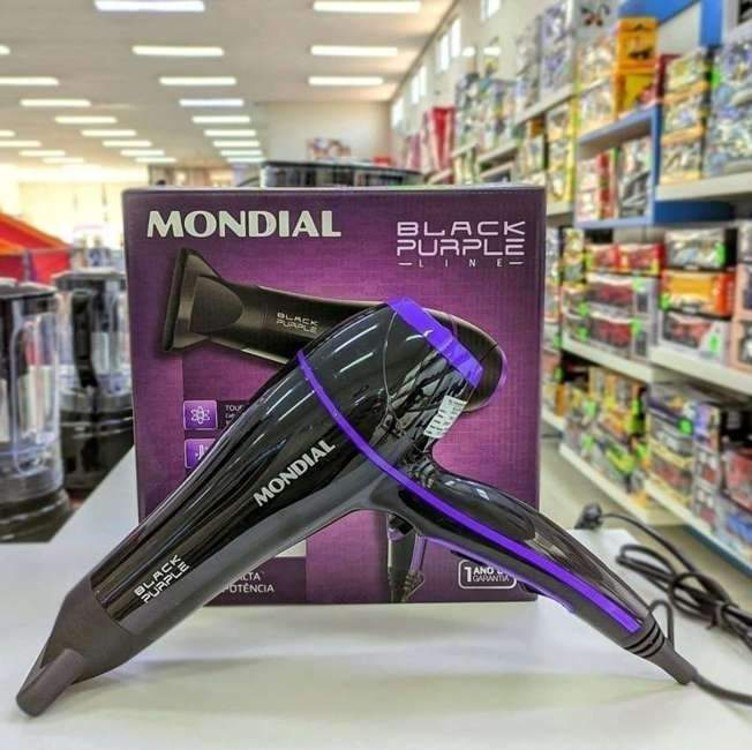 Secador de Cabelos Mondial Black Purple SCN-01 com Tourmaline Íon 2000W – Preto na Casas Bahia