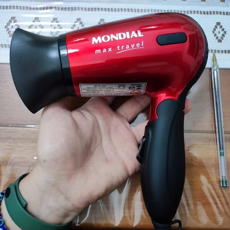 Secador de Cabelos Mondial Max Travel SC-10 1200W Bivolt – Preto/Vermelho na Casas Bahia