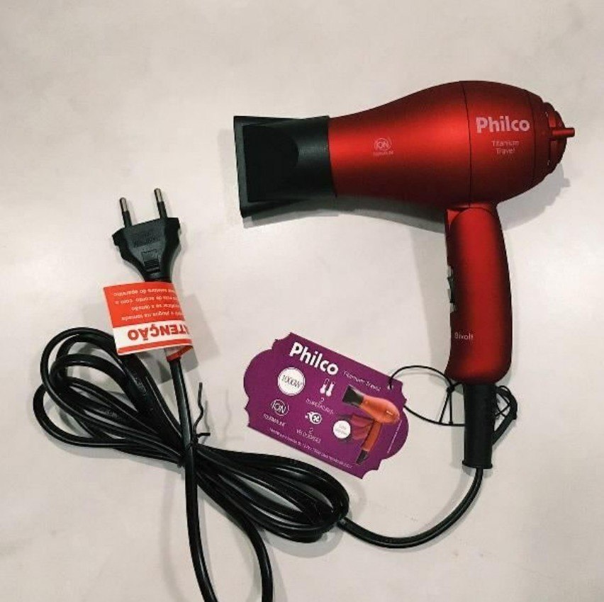 Secador de Cabelos Philco Titanium Travel Vermelho 1000W – Bivolt na Casas Bahia