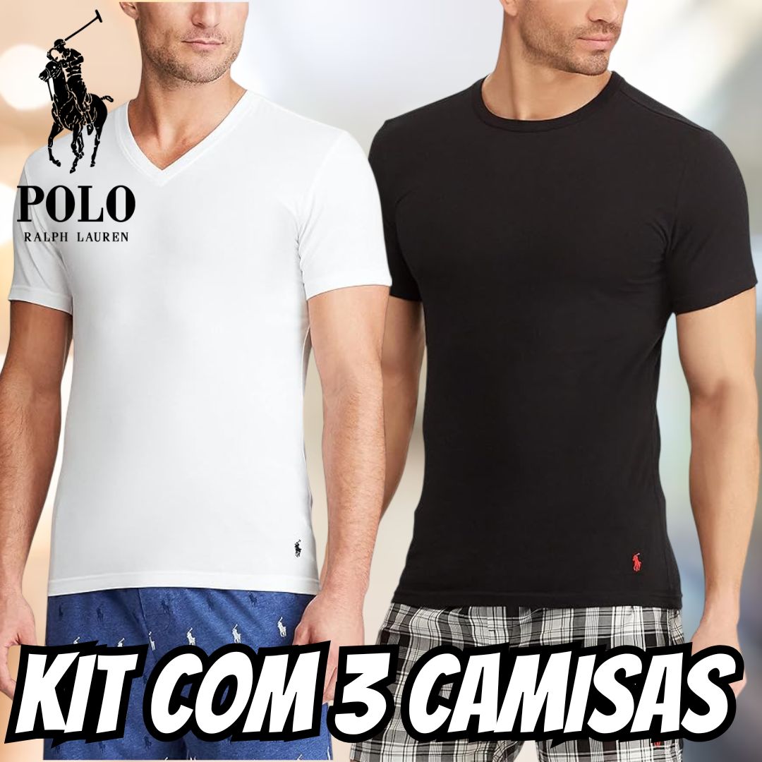 Segunda pele Camiseta gola V de algodão com modelagem clássica Polo Ralph Lauren – Masculino na Amazon