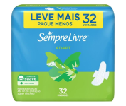 Sempre Livre Absorvente Externo Adapt, Suave, com Abas, 32 unidades na Amazon