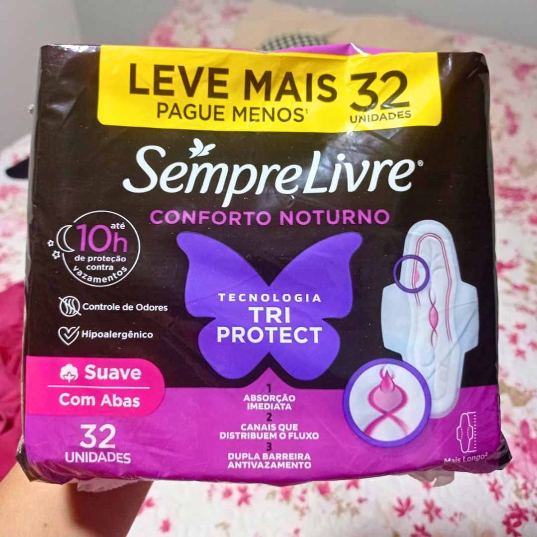 Sempre Livre Absorvente Externo Noturno Plus Noite e Dia Suave 32un Embalagem pode variar na Amazon