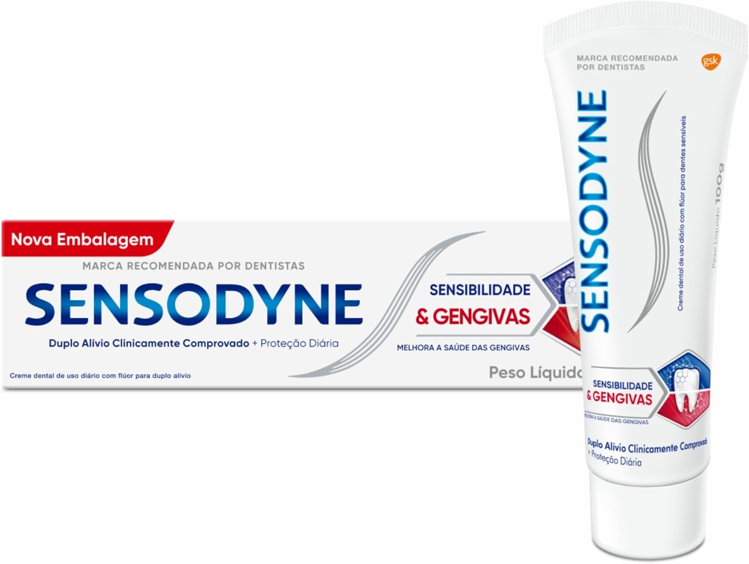 Sensodyne Creme Dental Sensibilidade e Gengivas com Flúor, Duplo Alívio para Sensibilidade dos Dentes e Problemas nas Gengivas, 100g na Amazon