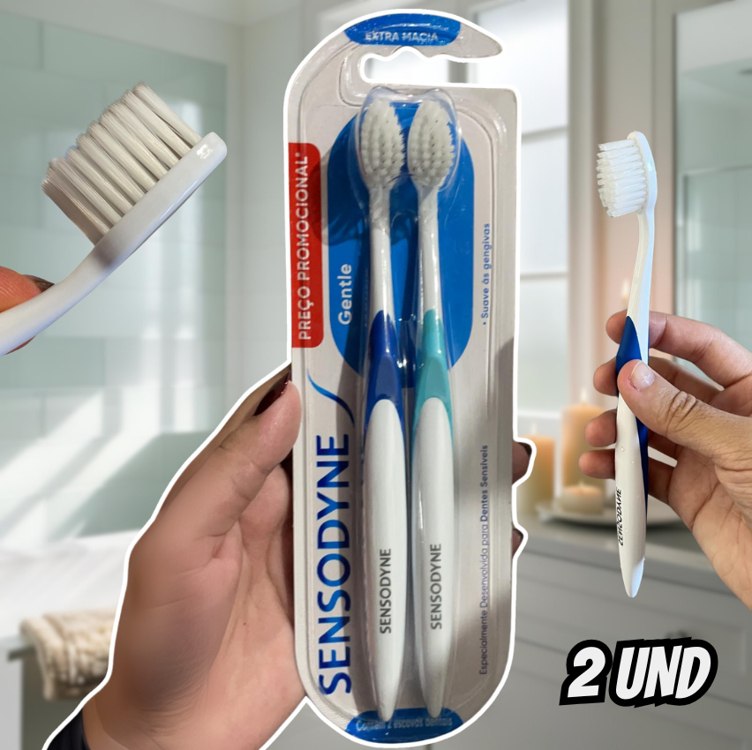 Sensodyne Gentle, Escova de Dente Extra Macia para Dentes Sensíveis, Suave às Gengivas e Limpeza Completa, 2 unidades na Amazon