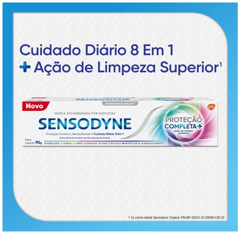Sensodyne Protecao Completa+ Crème Dental para Gengivite e Dentes Sensiveis, 90g na Amazon