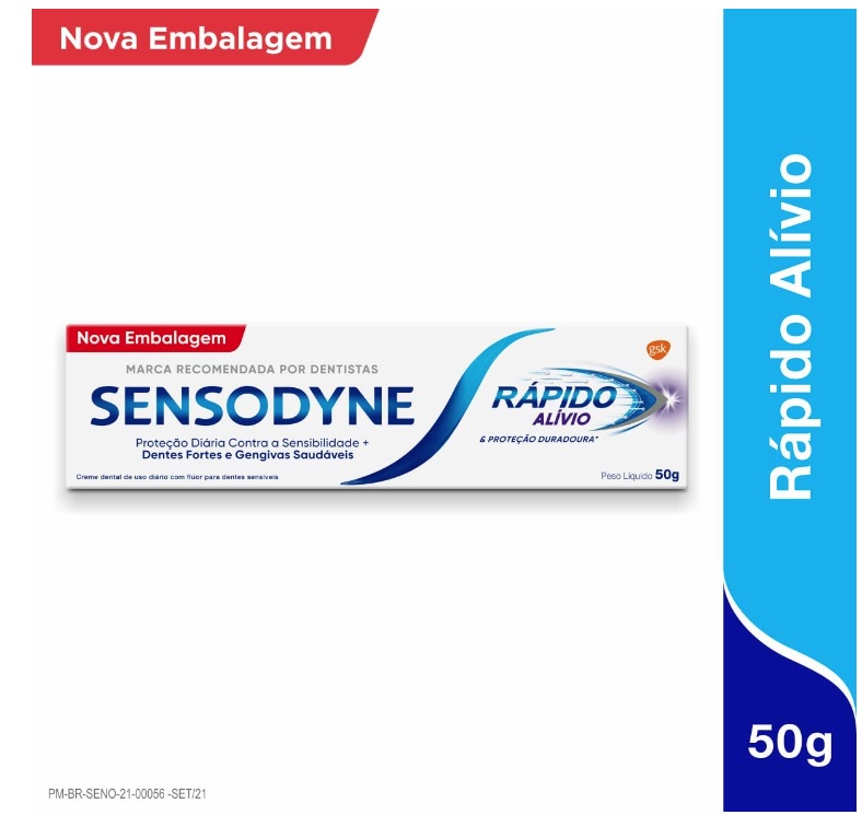 Sensodyne Rápido Alívio Creme Dental para Dentes Sensíveis, Proteção contra Cárie, 50g na Amazon