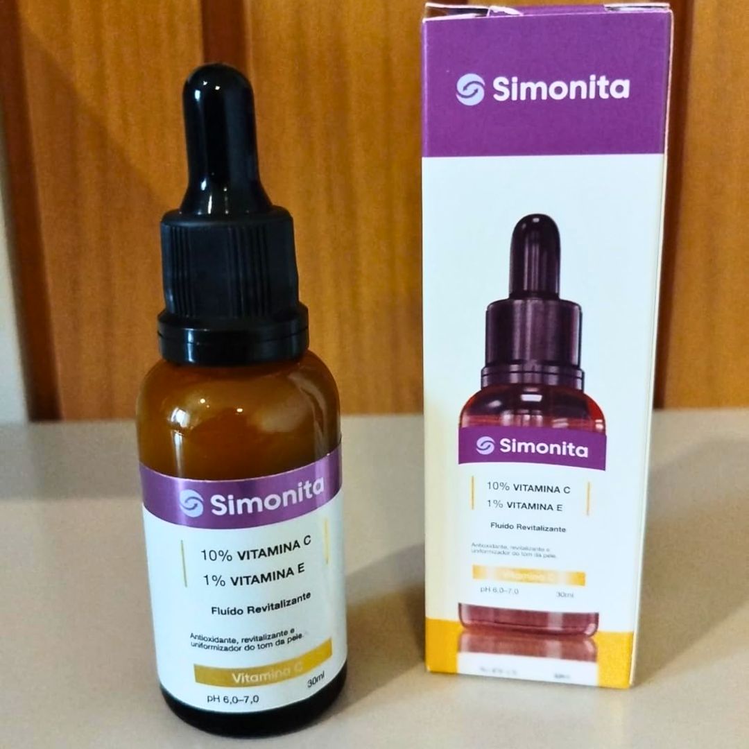 Sérum Facial Vitamina C 10% + Vitamina E 1% 30ml Clareia Manchas, Uniformiza o Tom da Pele, Hidrata sem Oleosidade, Antioxidante e Anti-Idade SIMONITA na Amazon