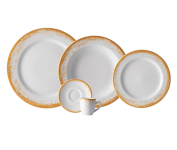 Serviço de Jantar e Café 20 Peças em Porcelana, Decoração Névoa Mostarda, Porcelana Schmidt na Amazon