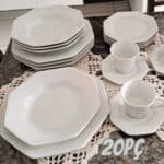 Serviço de Jantar e Chá em Porcelana, 20 Peças, Modelo Octogonal Prisma, Branco, Porcelana Schmidt na Amazon
