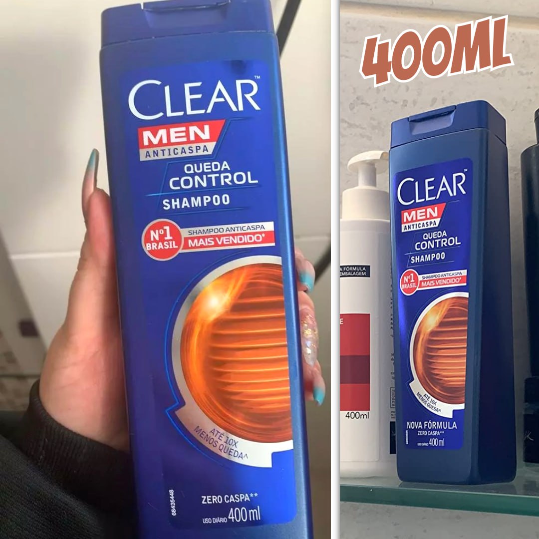 Shampoo Anticaspa Clear Men Queda Control Frasco 400ml, Clear, Branco na Amazon