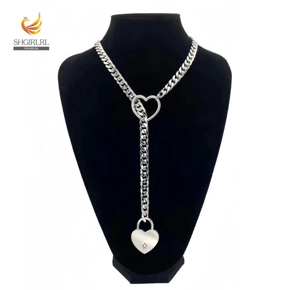 SHGIRLRL Colar De Coração De Lariat , Corrente De Anel O-Ring Do Amor , Fechadura Da Moda Com Chave Ajustável Punk Rock Jóias De Em Y Longo Cubano na Shopee