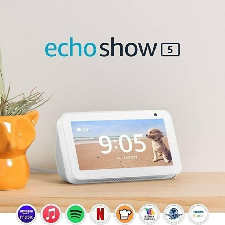 Smart Speaker Amazon com Smart Display de 5″ com Alexa e Câmera de 2 MP Branco – Echo Show 5 na Fastshop